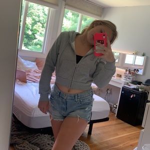 Brandy cropped grey zipp up